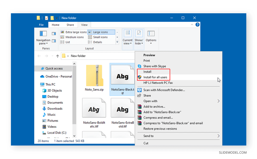 03 how to install a font in windows slidemodel