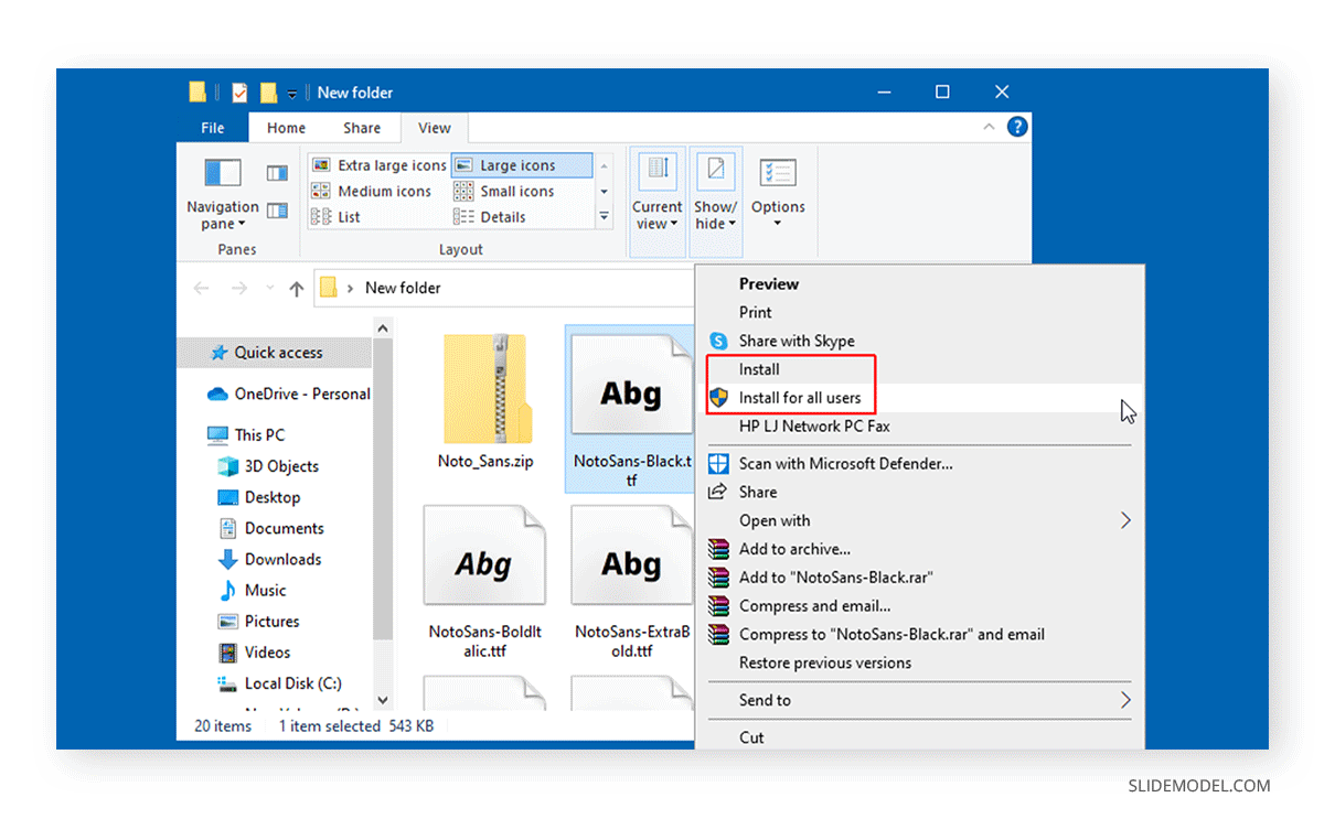How to install a font in Windows