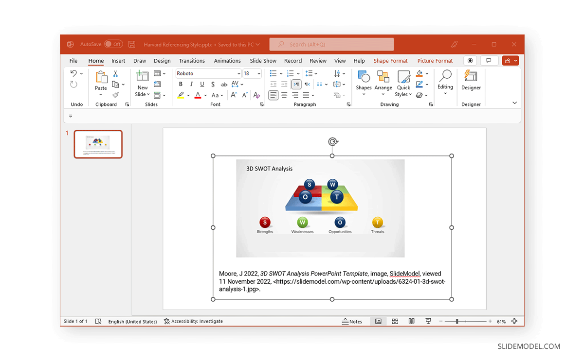 Image and citation grouped together in PowerPoint
