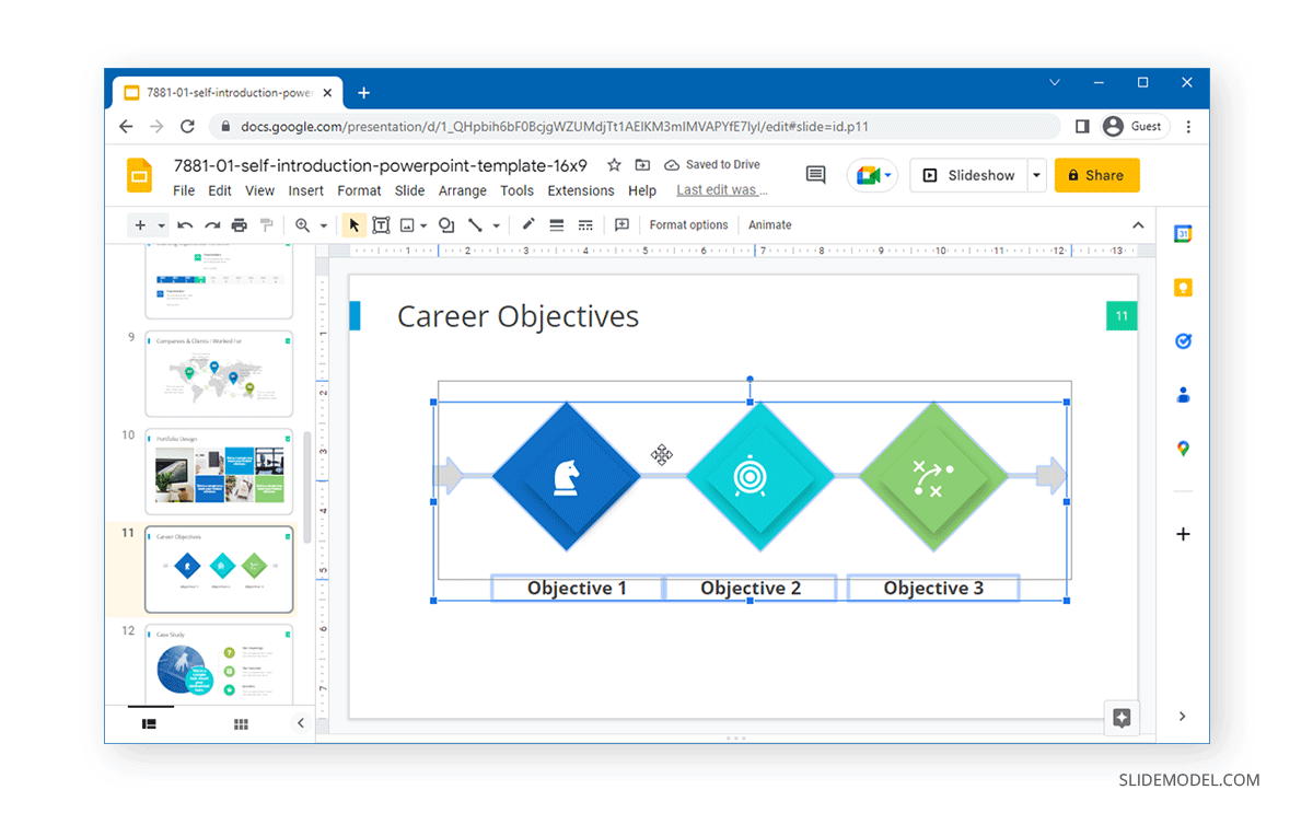 Moving grouped objects in Google Slides