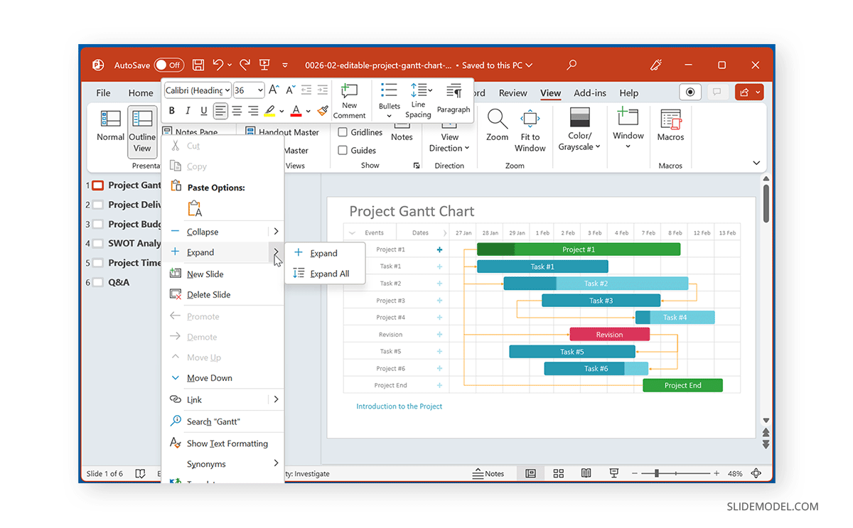 Outline View settings in PowerPoint