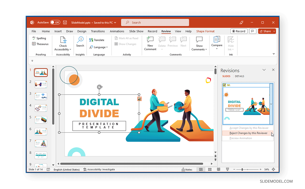 Review changes by user in PowerPoint