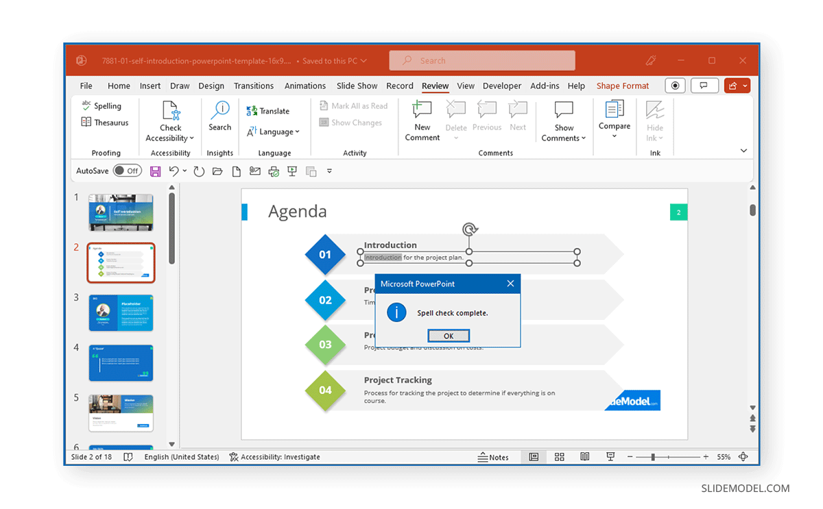 Completed Spell Check in PowerPoint