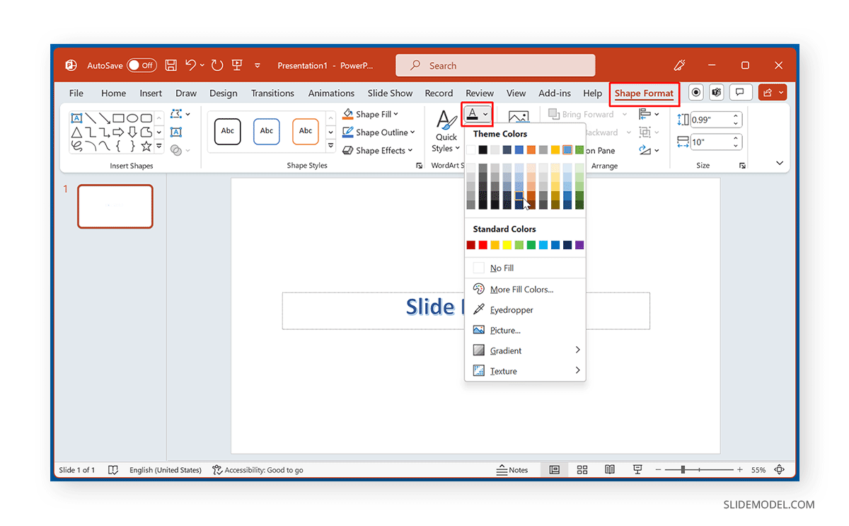 Text Fill for WordArt in PowerPoint