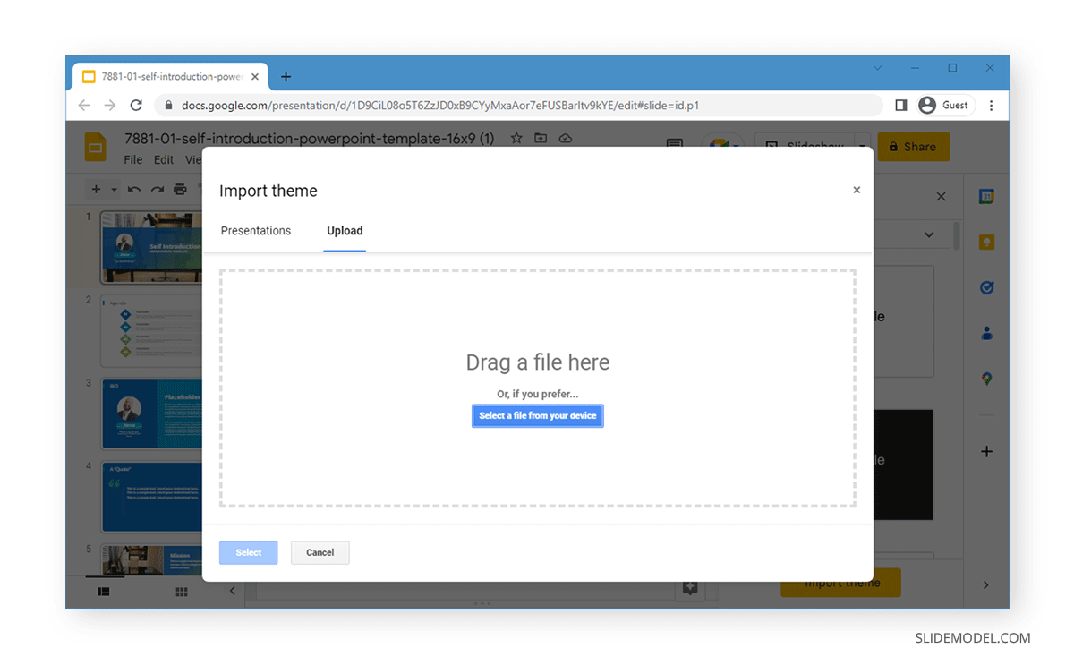 Uploading a PPT file into Google Slides