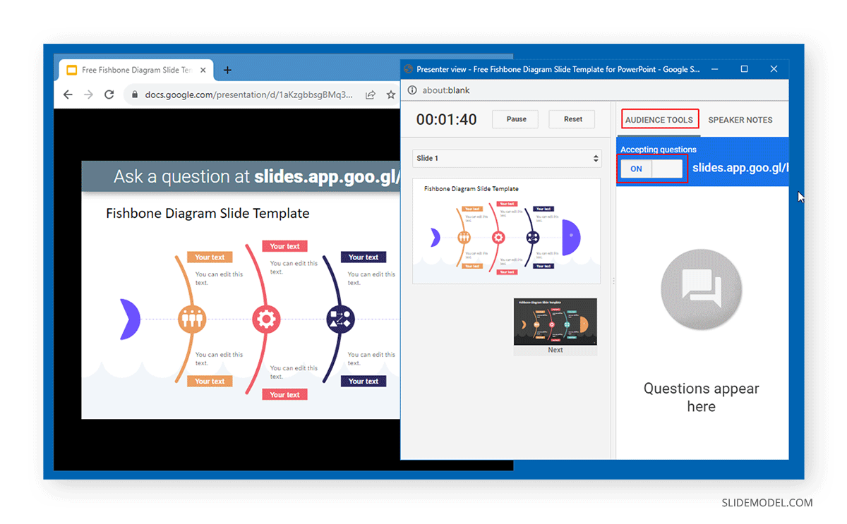 Accepting questions in Google Slides Presenter View