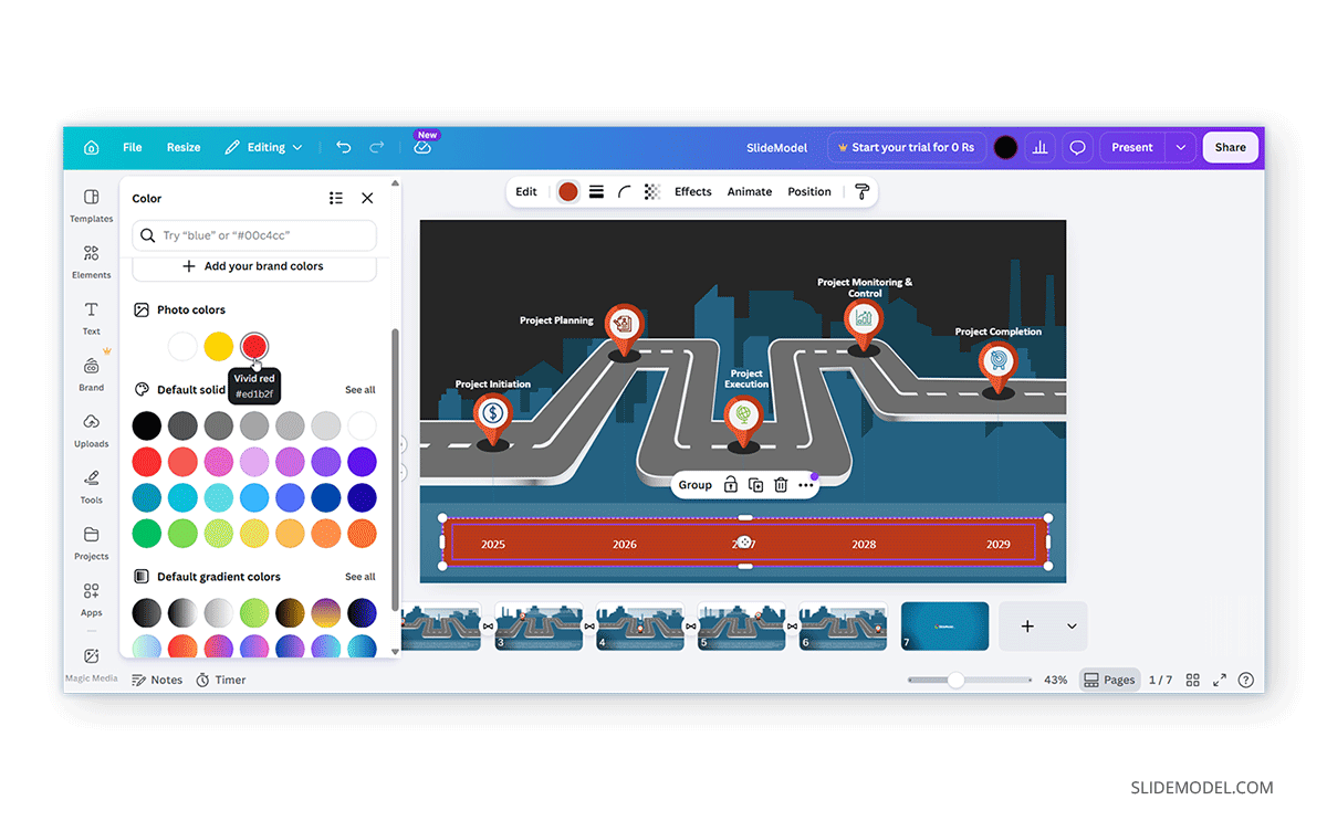 How to color multiple shapes in Canva
