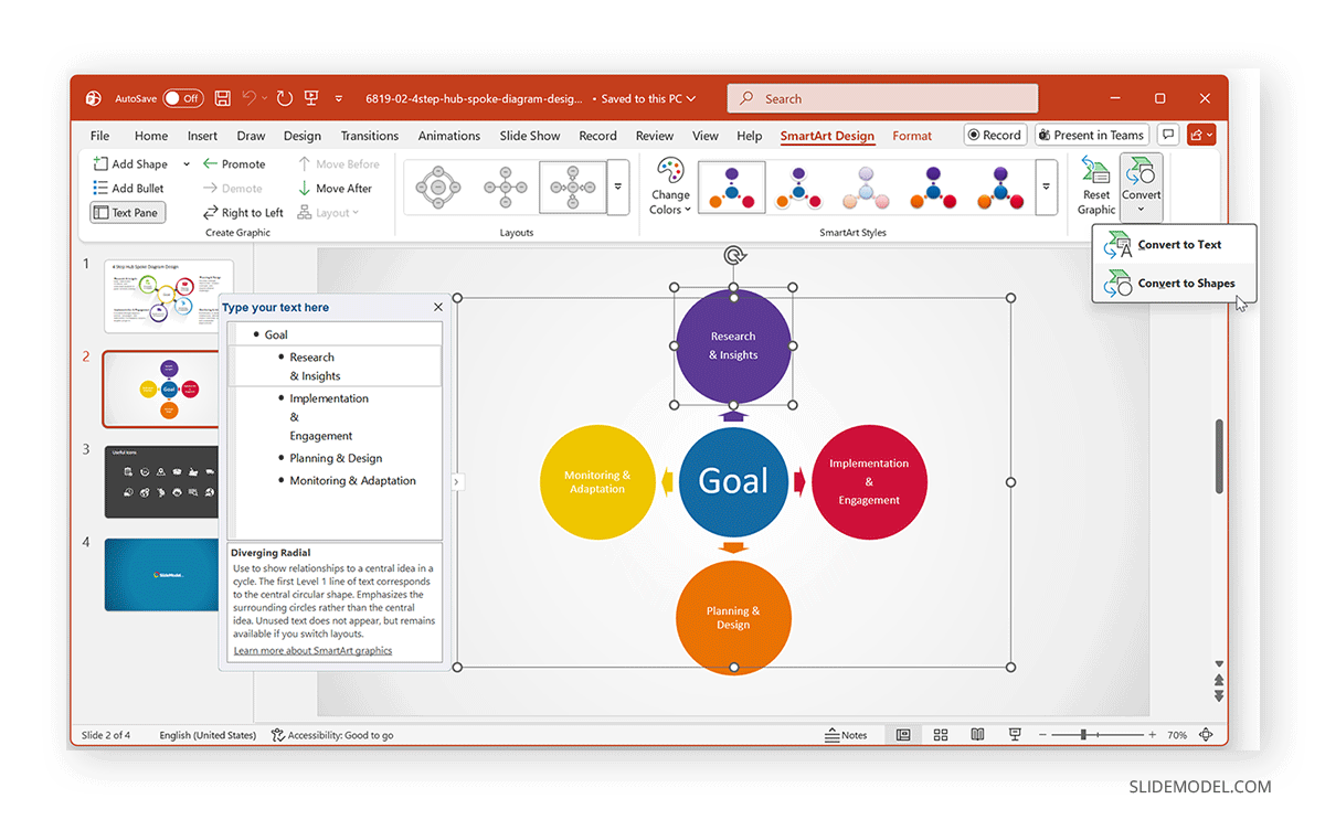 Converting a Smart Art object to shape in PowerPoint