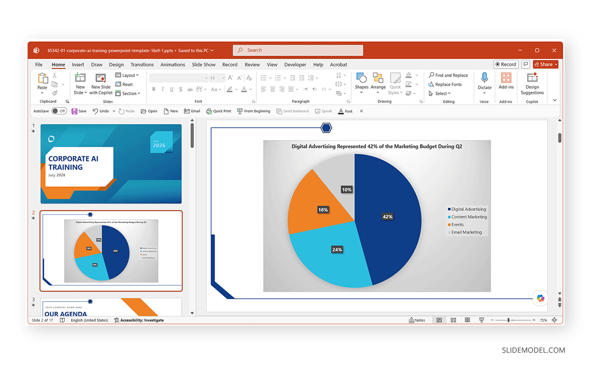 Visualizing pie charts in PPT
