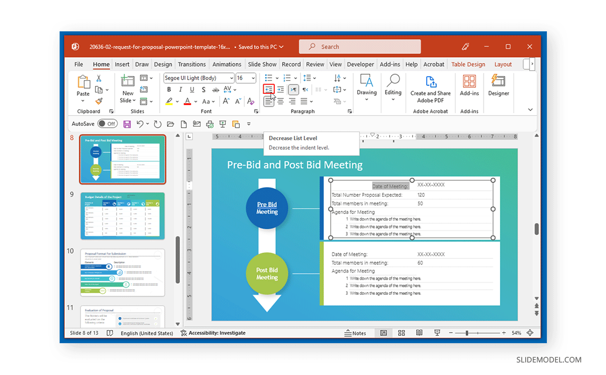 How to indent in ppt