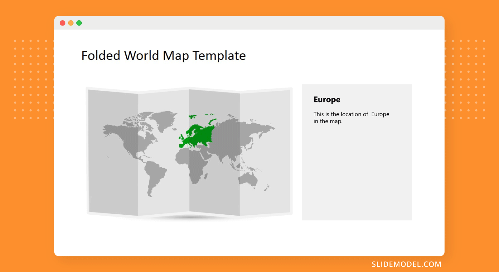 Folded World Map Template Europe Highlight PPT Template