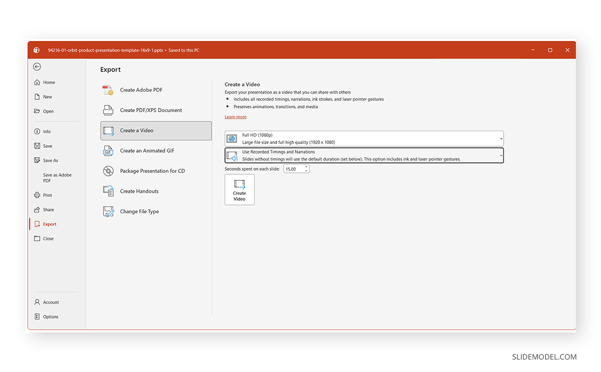 How to export an explainer video from PowerPoint