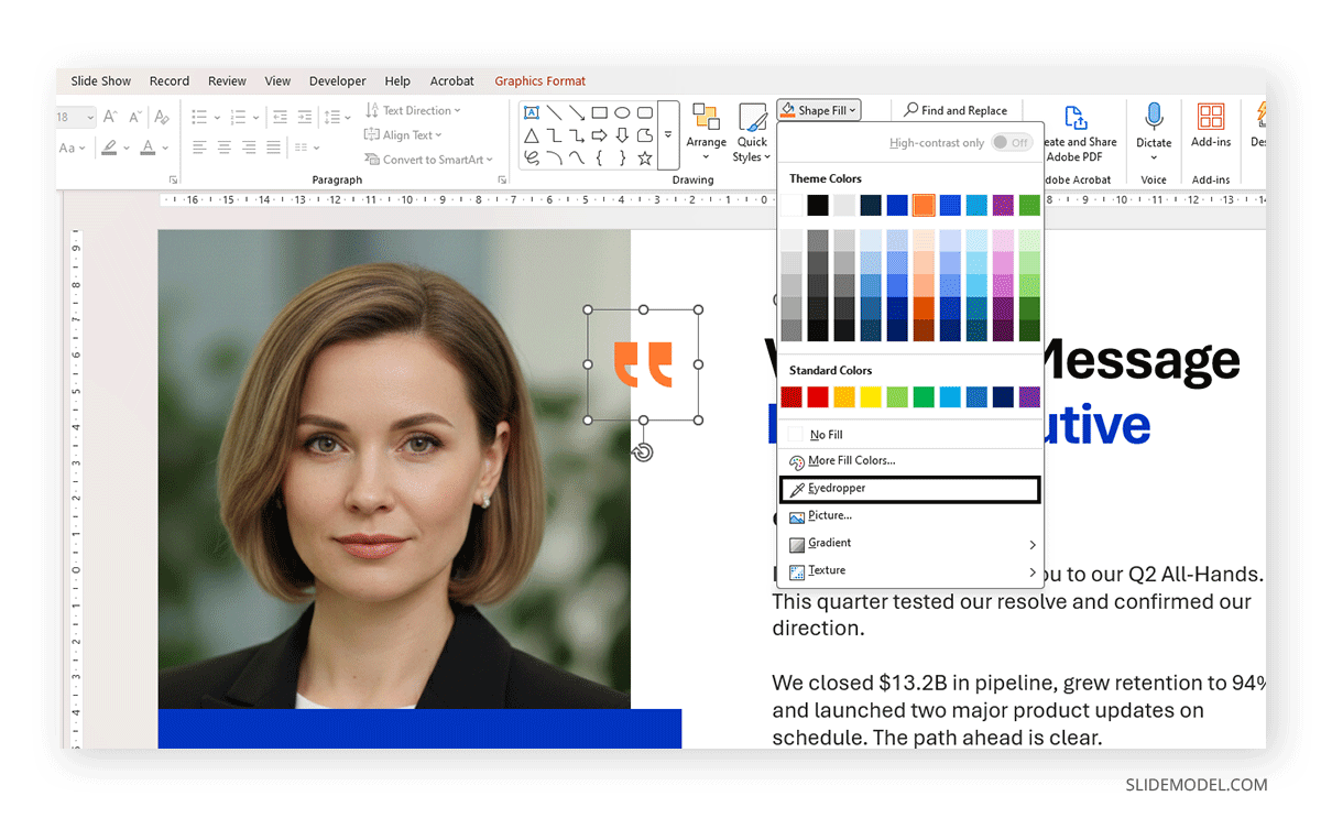 How to use the eyedropper tool in PowerPoint