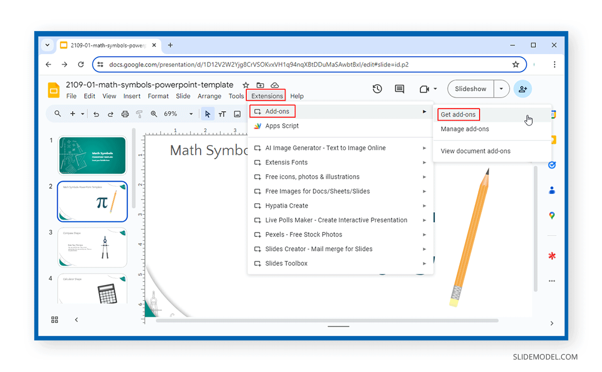 Installing add-ons in Google Slides