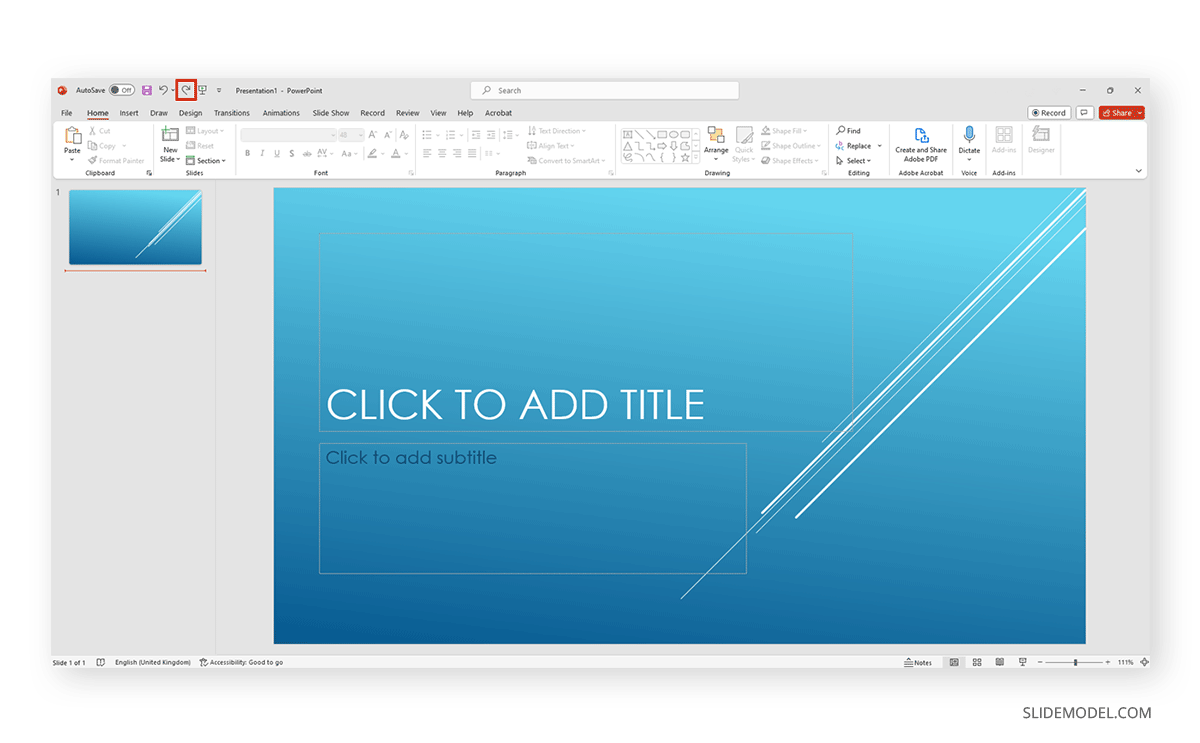 How to redo in PowerPoint