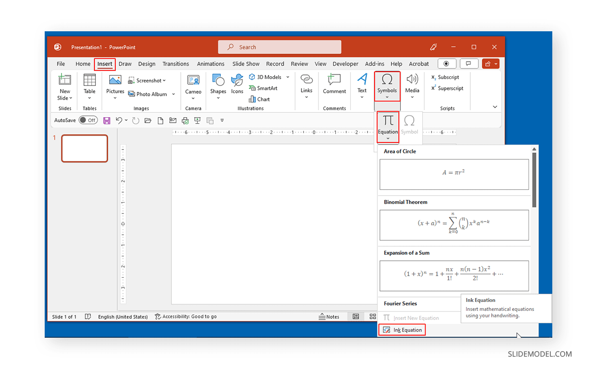 Ink Equation in PowerPoint