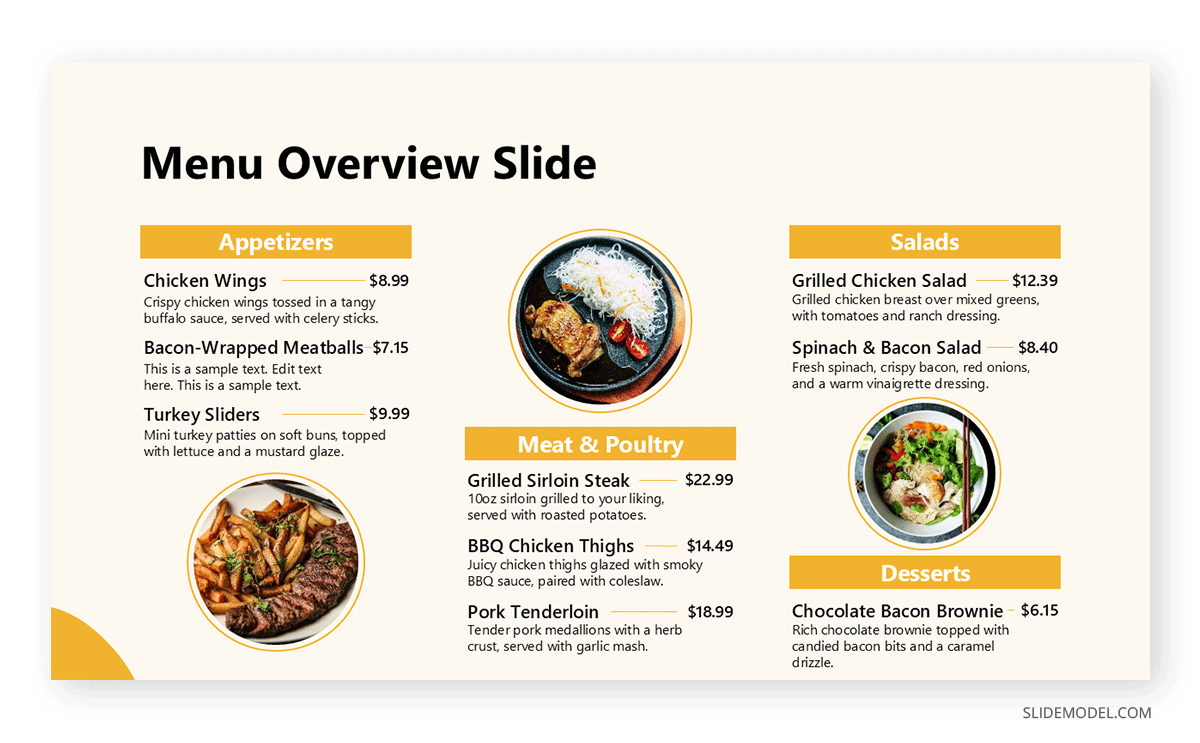 Example of a restaurant game in a PowerPoint night