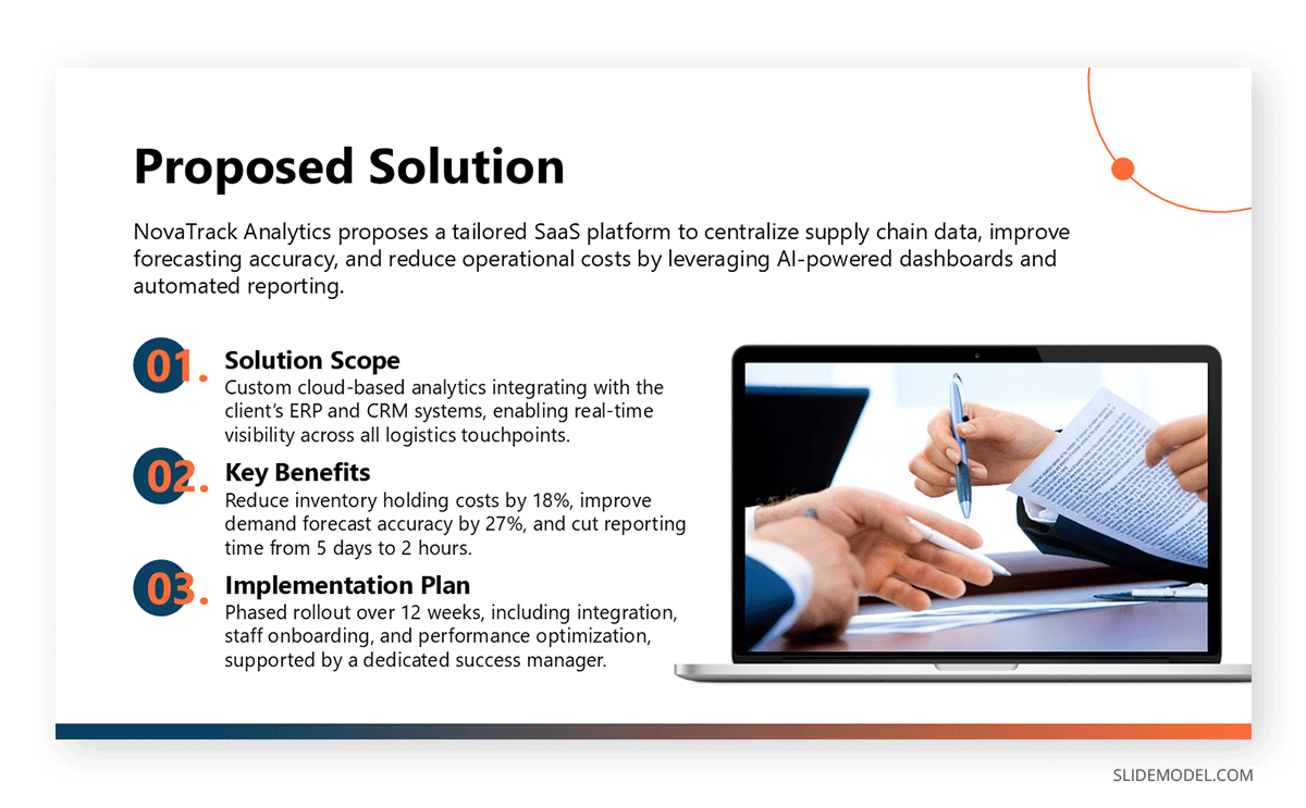 Solution slide for a client presentation