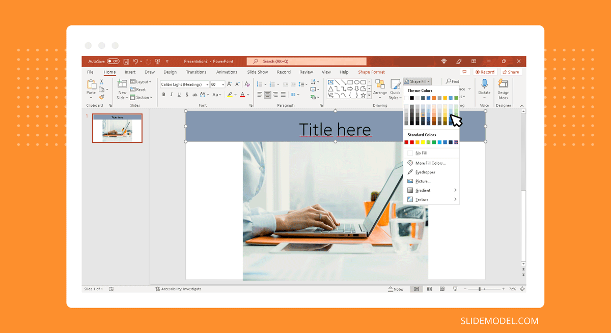 Example of Formatting tools in PowerPoint presentation