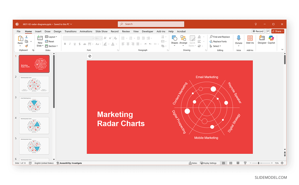 Base PPT template for spider diagram
