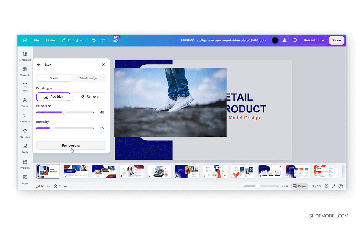 How to remove blur in Canva