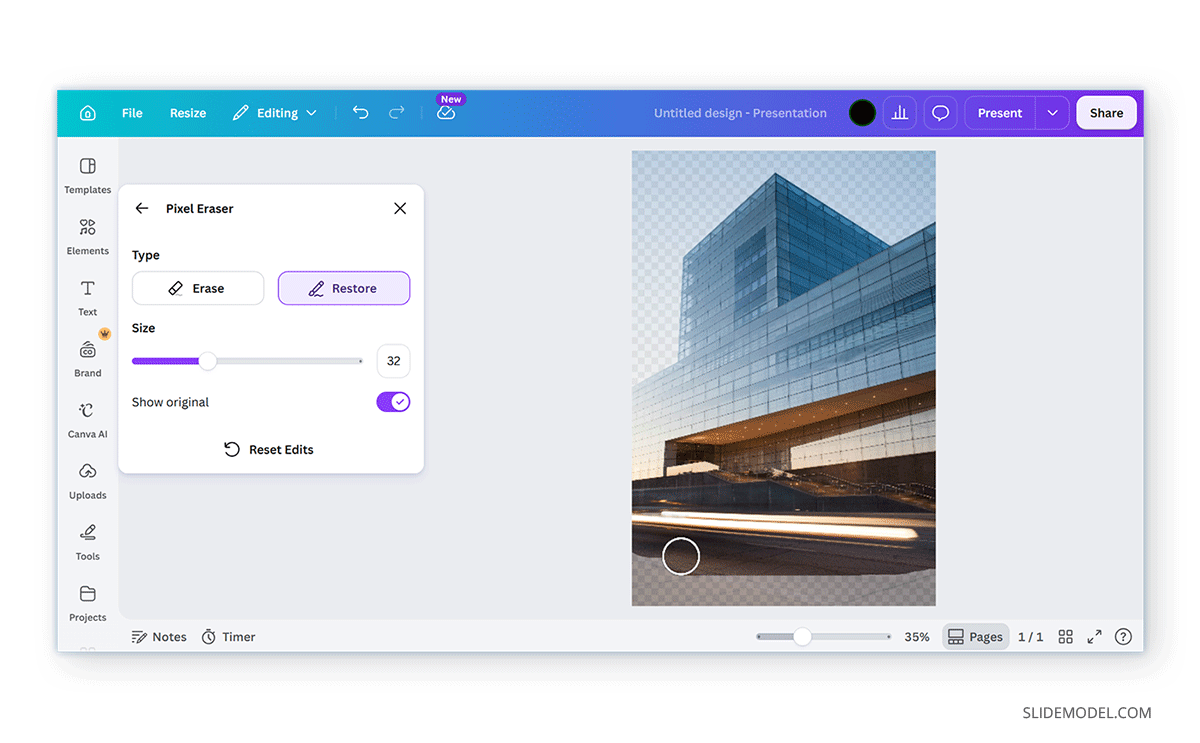How to work with Restore Brush in Canva
