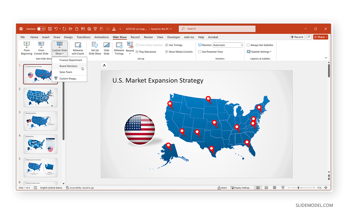 How to run a custom slide show from available options
