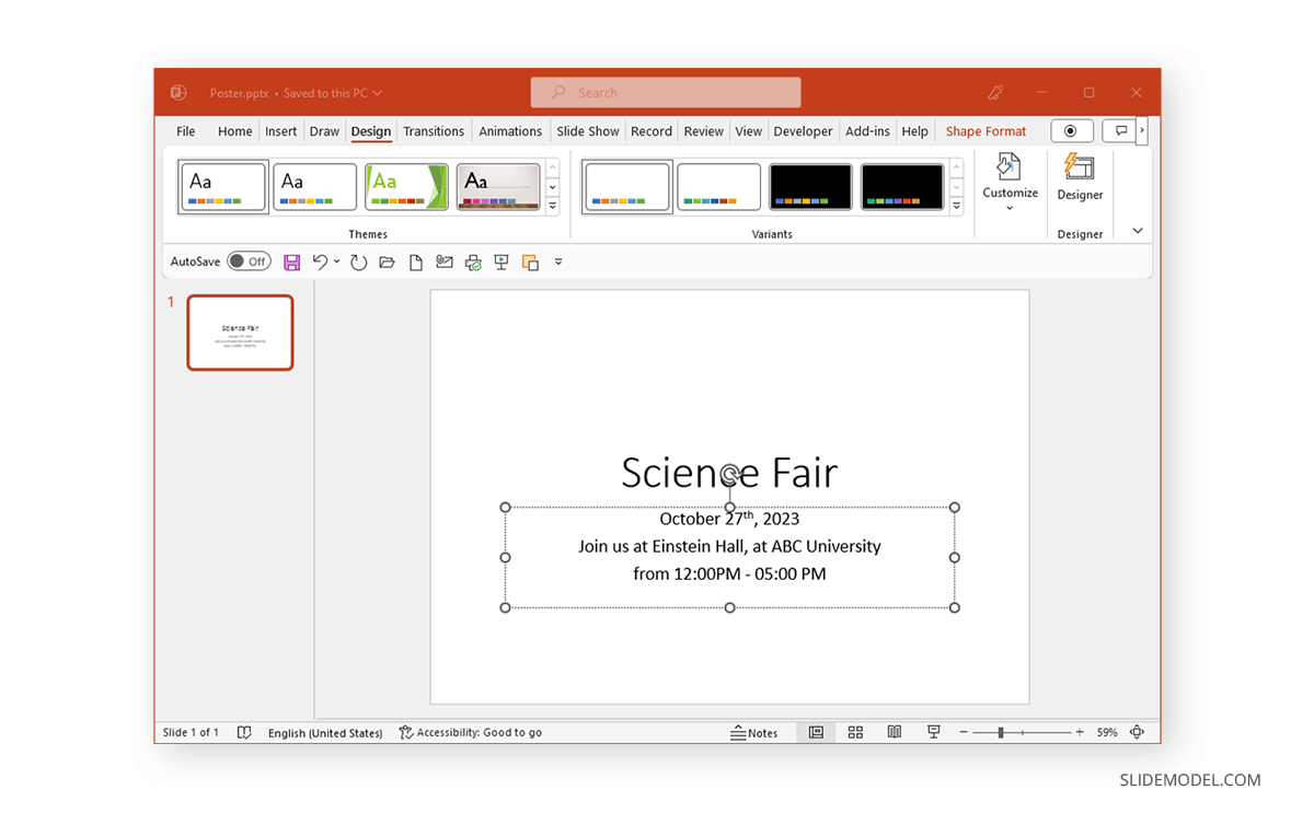 Add text to poster in PowerPoint