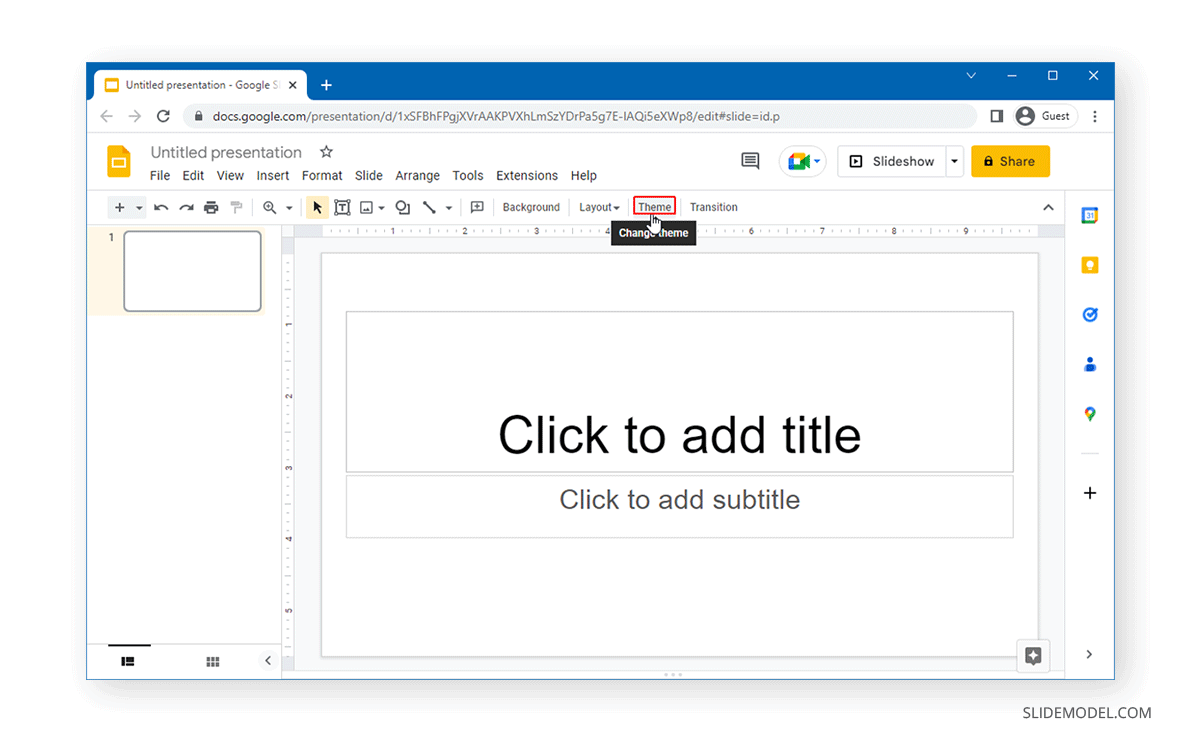 Changing theme in Google Slides
