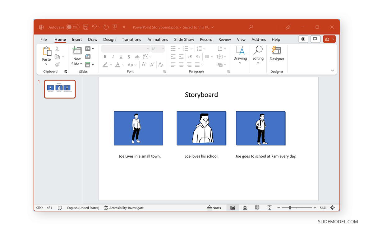 Create custom storyboard slide