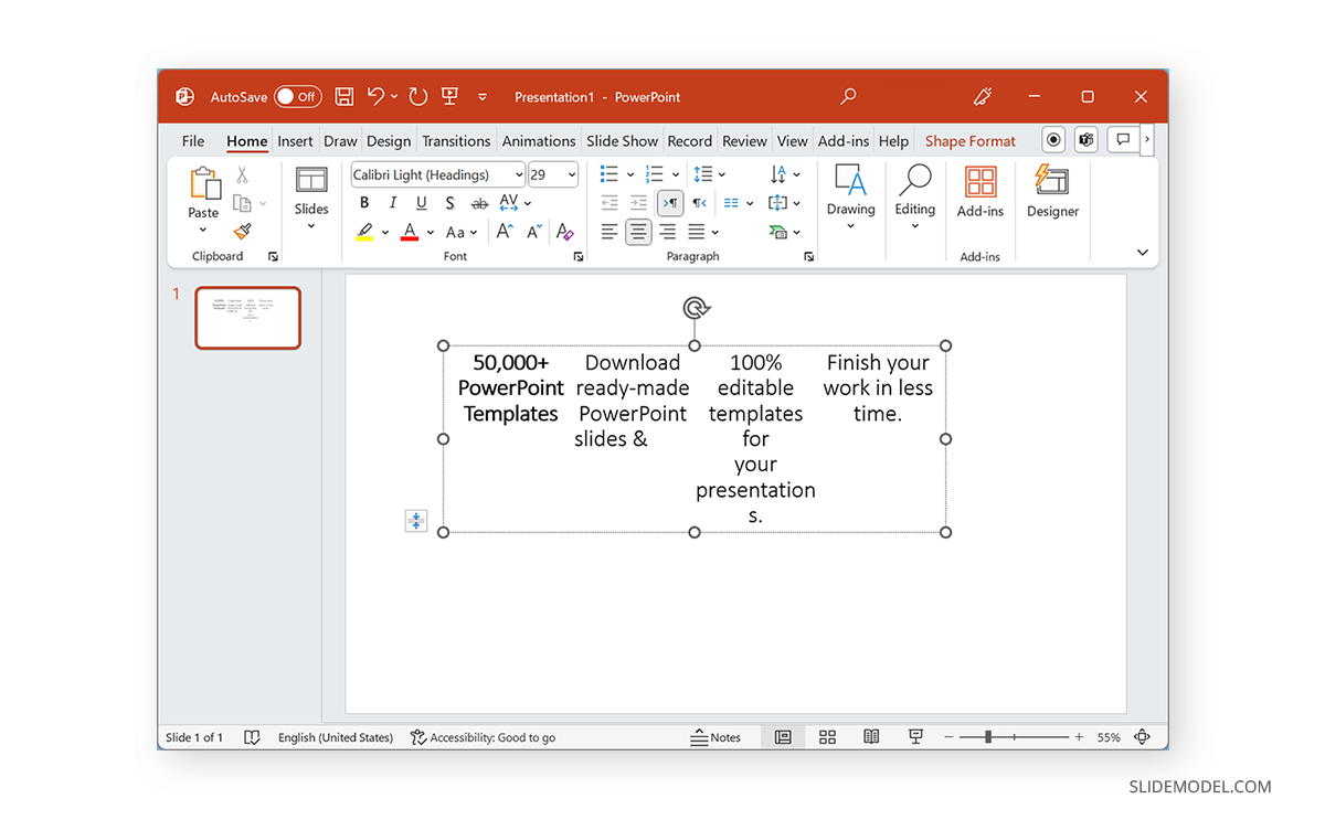 Four column layout in PowerPoint