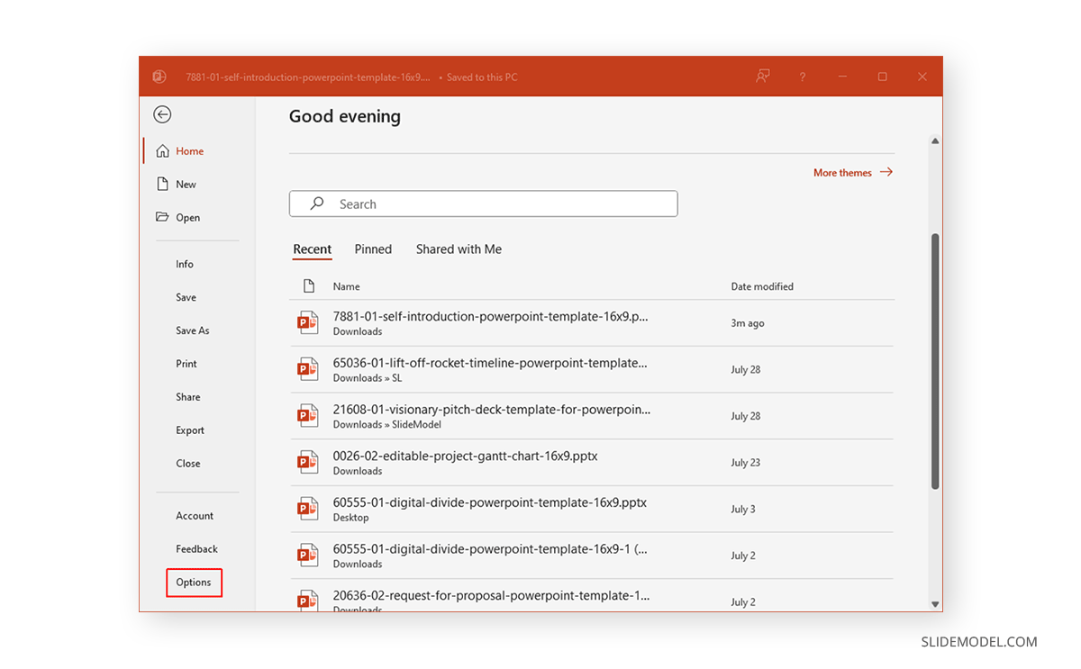 Locating PowerPoint proofreading settings