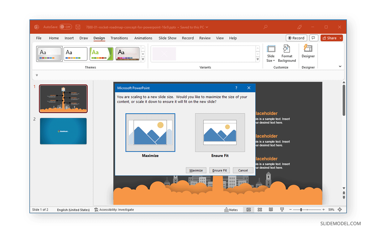 Scale slide fit in PowerPoint