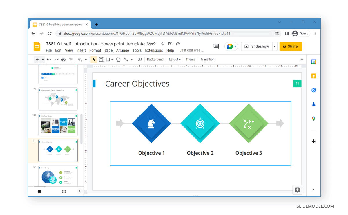 Selecting grouped objects in Google Slides