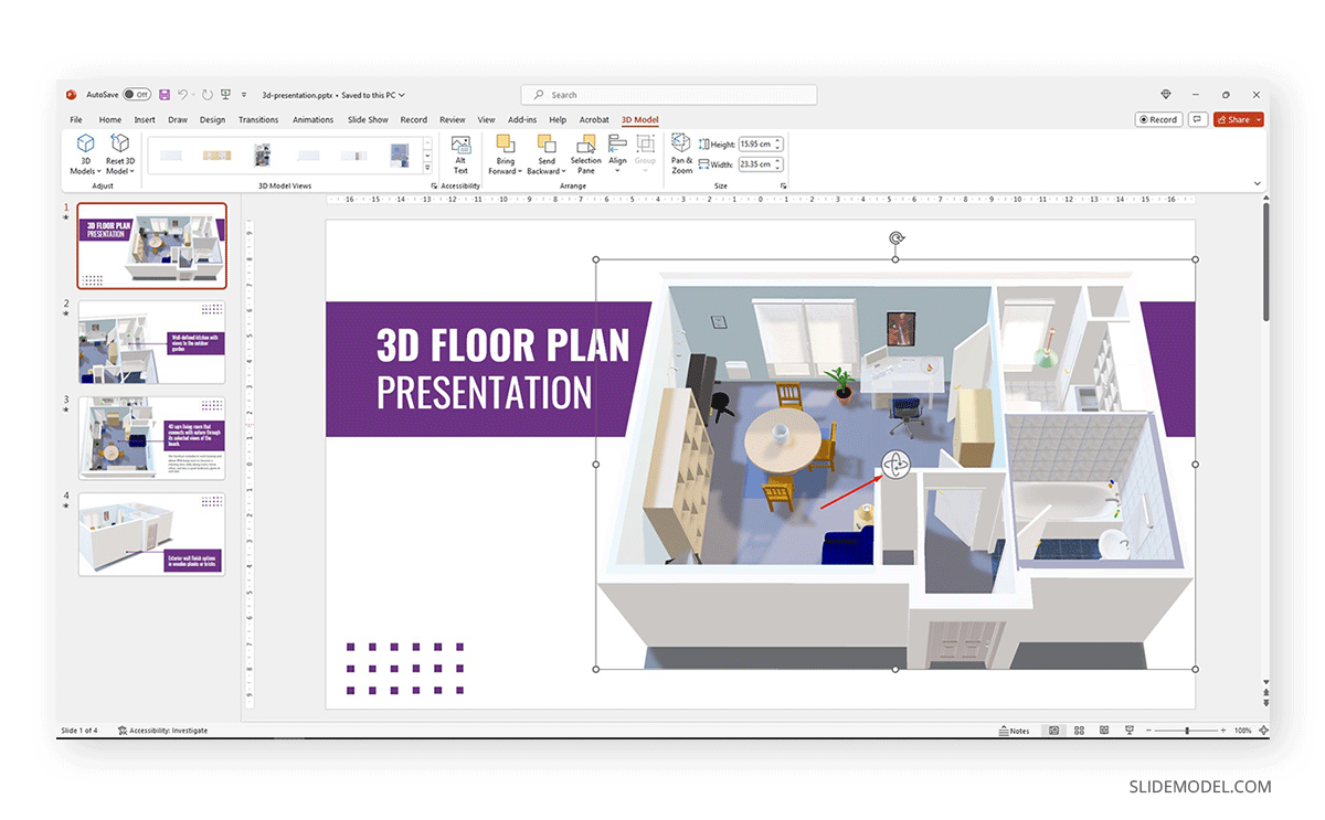 3D model gizmo in PowerPoint