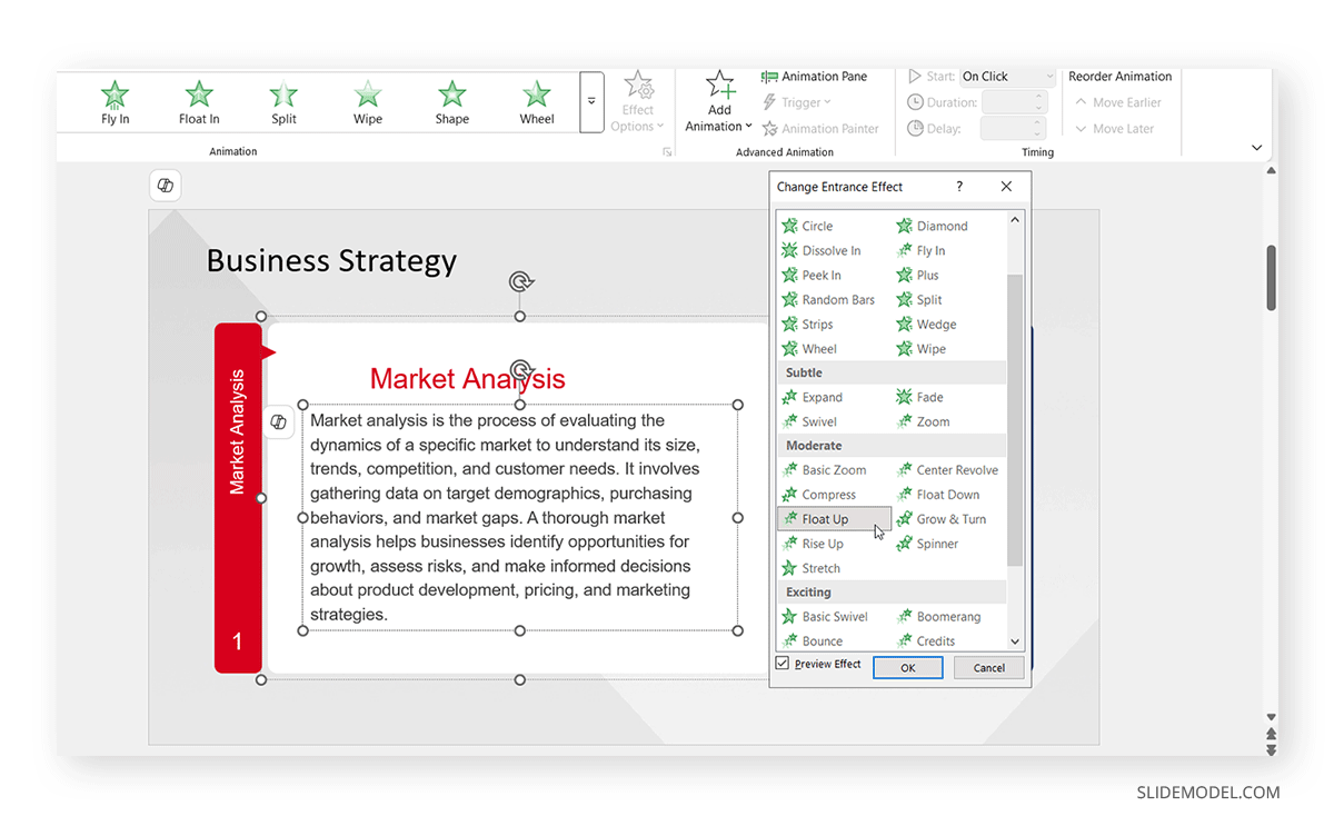 Animations in PowerPoint for dropdown menus