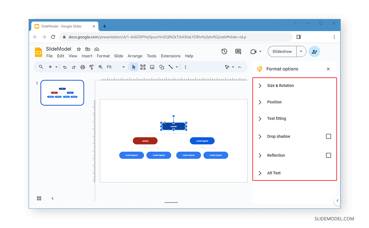 Adding effects to Google diagram
