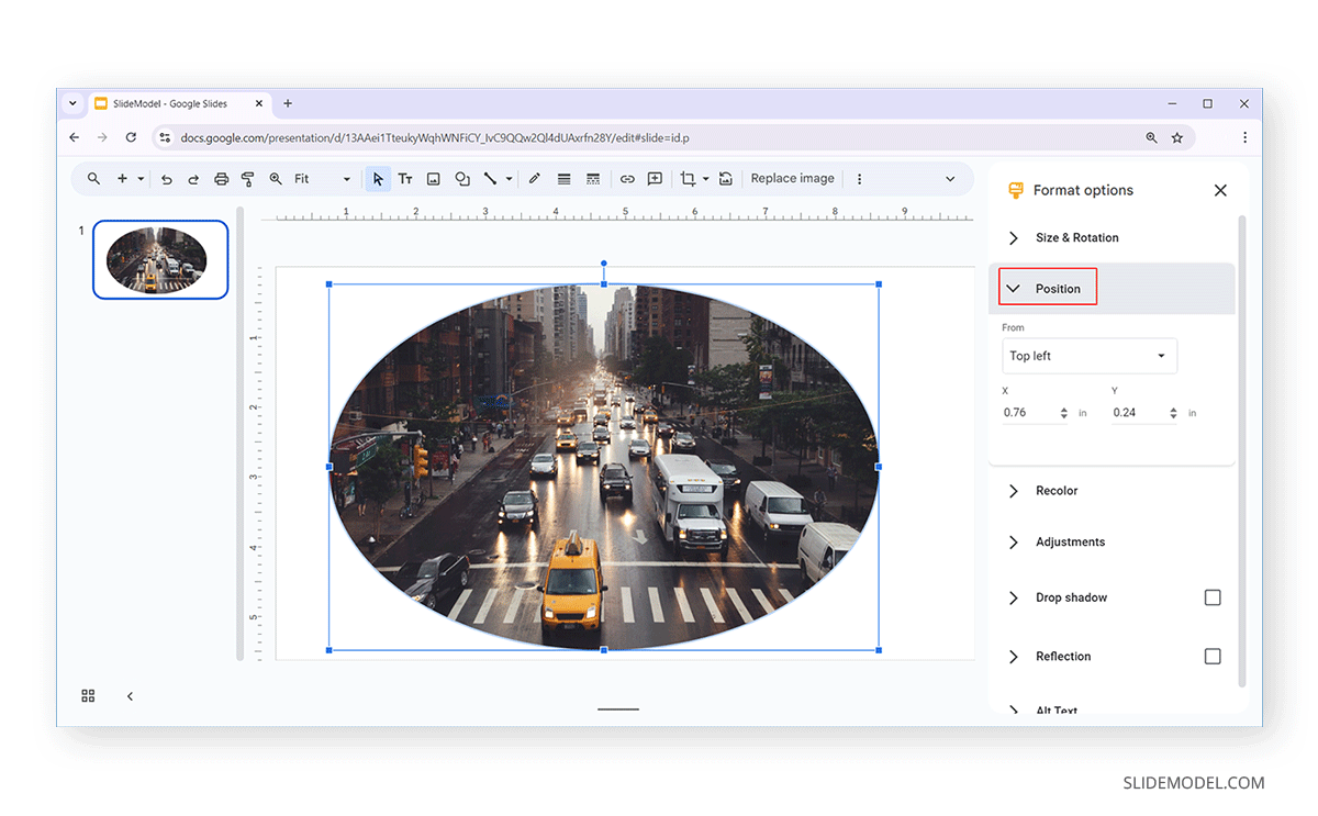 Adjusting photo position in shape crop Google Slides