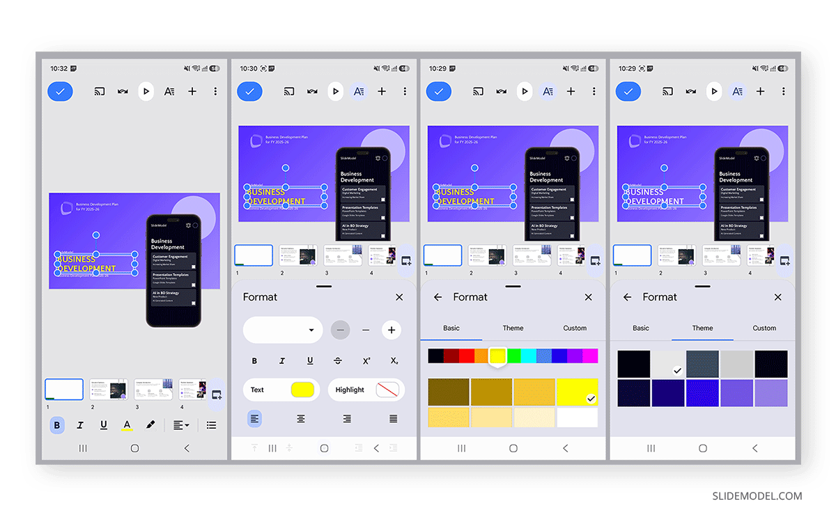 How to replace text color in Mobile version of Google Slides