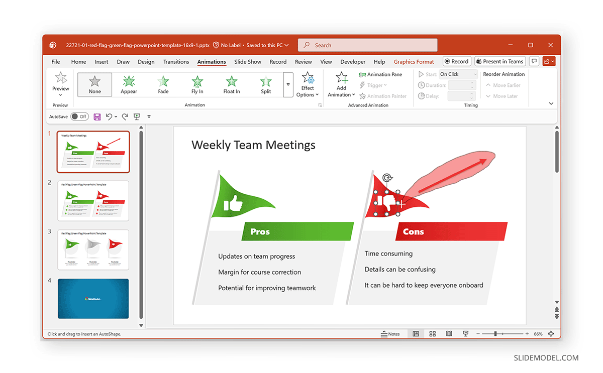 Using custom motion path for animations in PowerPoint