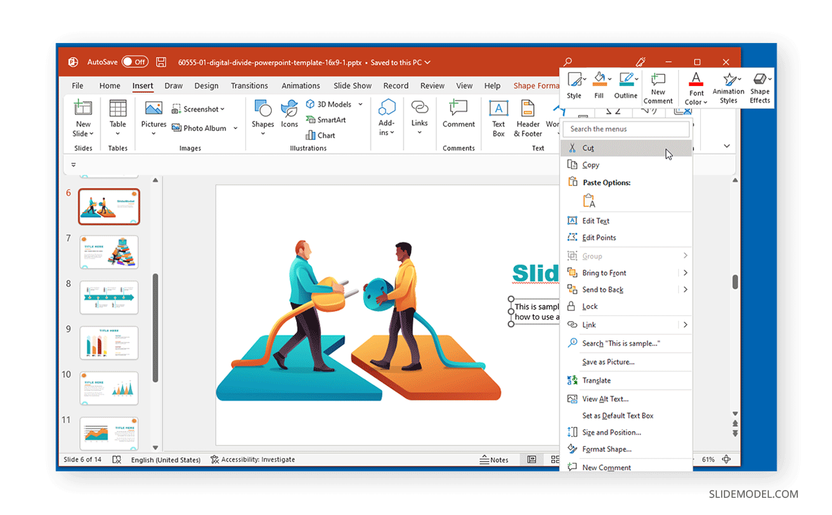 deleting a textbox in PowerPoint using cut