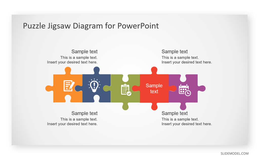 05 horizontal arrangement puzzle pieces ppt template SlideModel