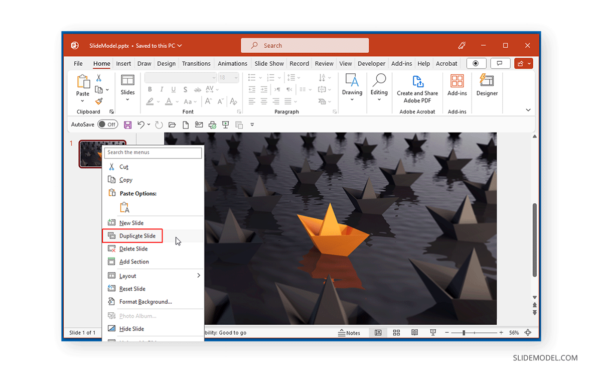 Duplicate slide in PowerPoint