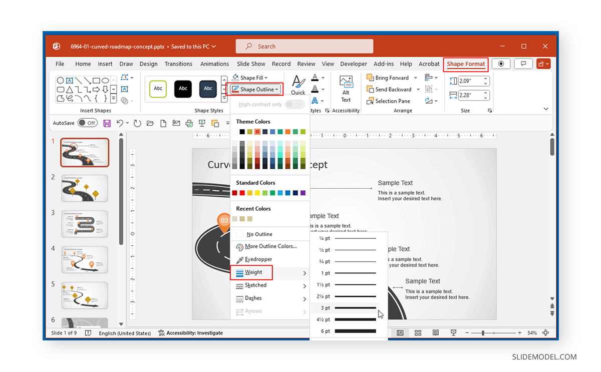 Increase line weight in PowerPoint