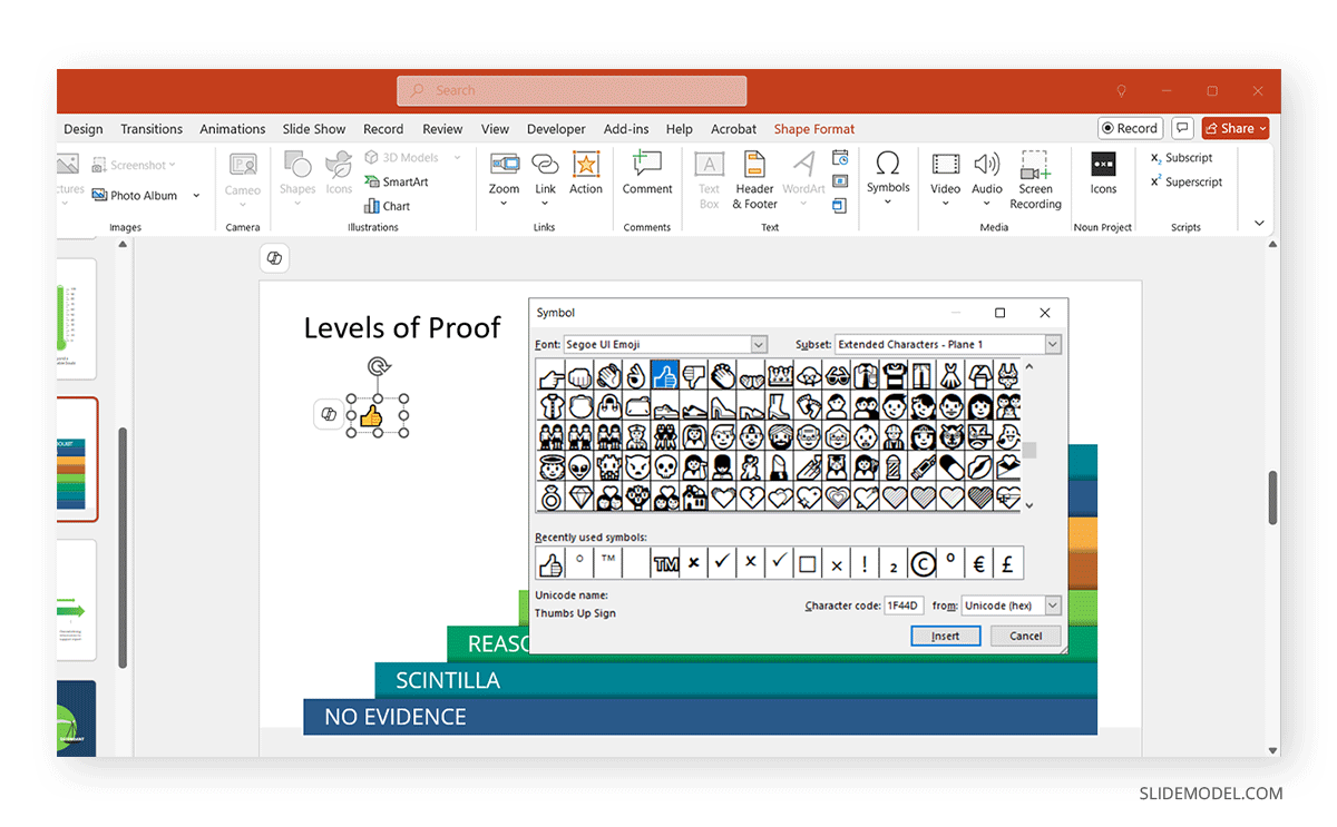 Inserting an emoji in PowerPoint