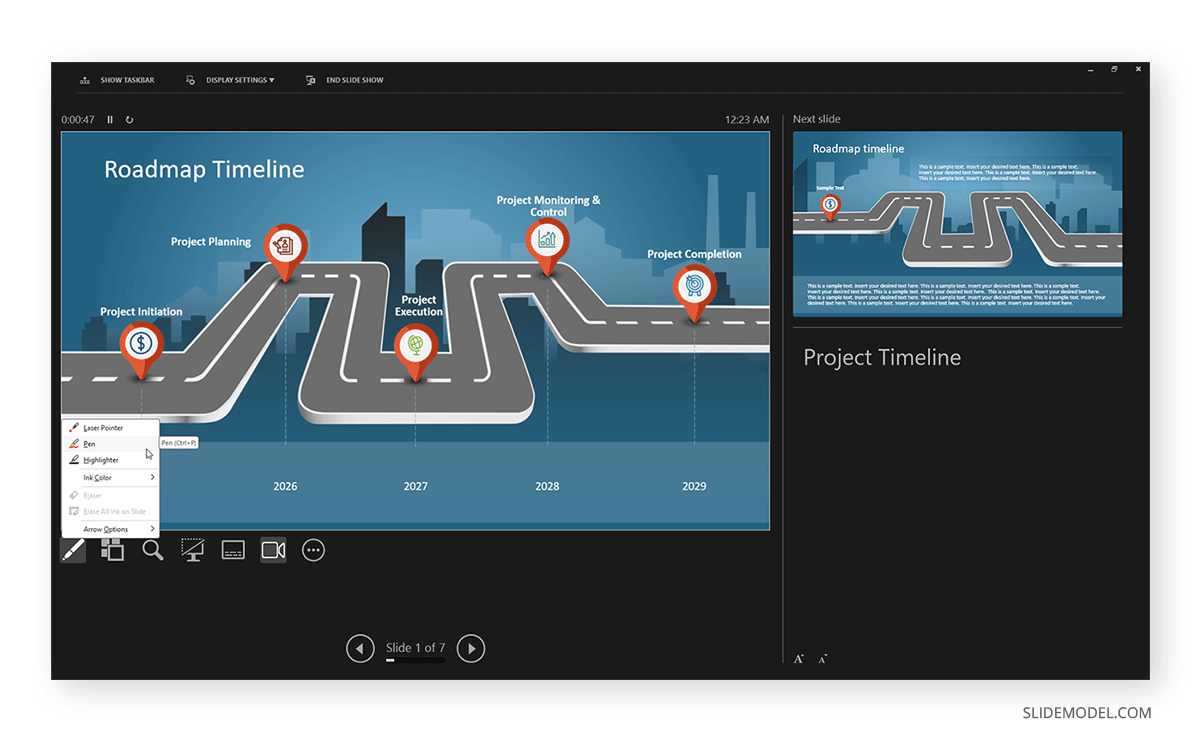 How to work with laser pointer in PowerPoint Presenter View with dual monitors