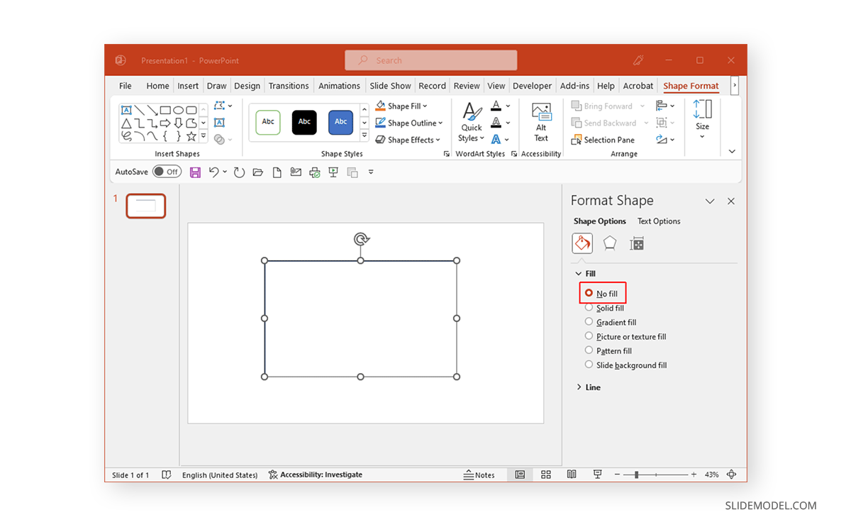 No fill option in PowerPoint shape