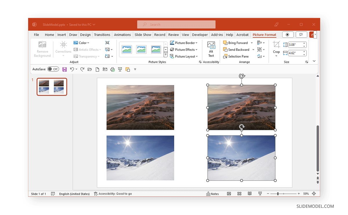 Selecting multiple images in PowerPoint