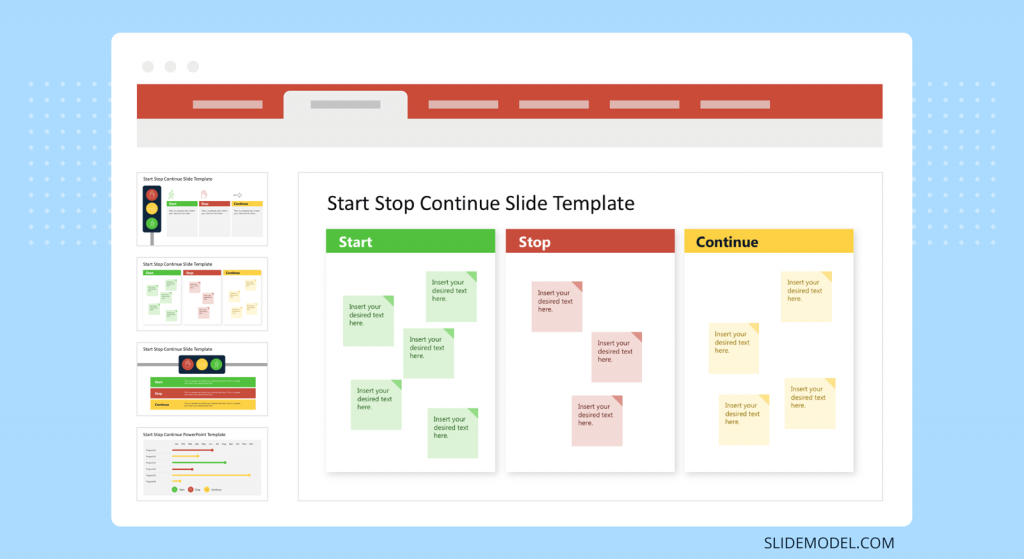 Start Stop Continue Slide Template