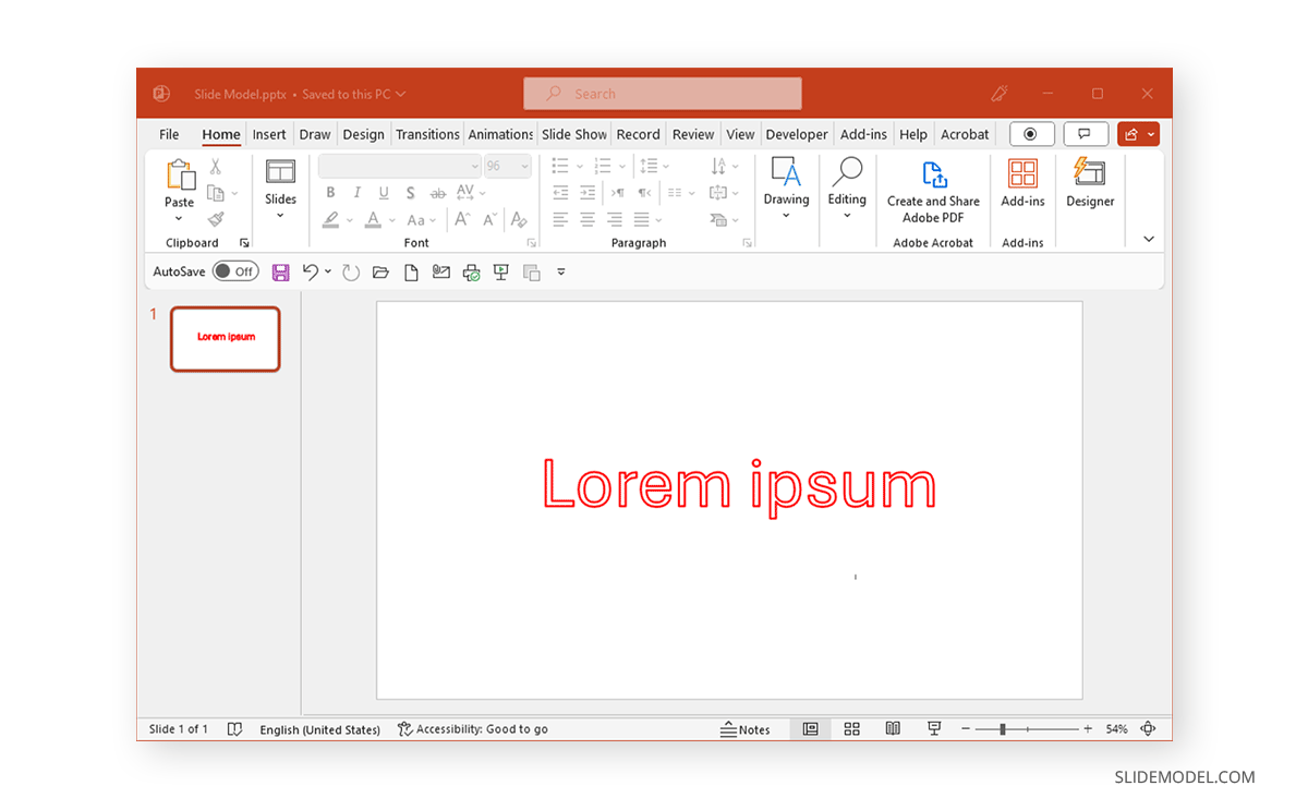 Text outline in PowerPoint
